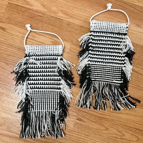 Opalhouse Macrame Tapestries Black & White Set of 2 Boho Wall Decor - Picture 3 of 3